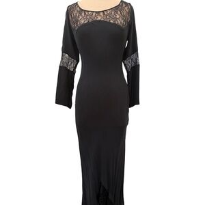 RARE Find Vintage Victoria's Secret Silk Gown Dress Long Black Chiffon Lace